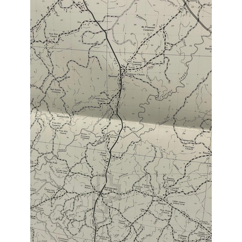 Mappa stradale generale della contea di Coosa, Alabama, VTG 1974, 25" x 18" Goodwater Kellyton immagine 4