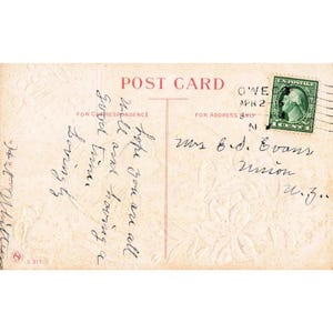 Vintage Happy Eastertide Postcard White Rabbit Lilies 1 Cent Stamp Owego NY S317 image 2