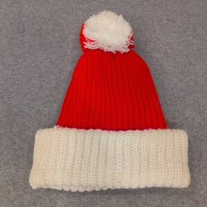 Vintage Talladega Tigers Red White Knit Pom Pom Beanie Hat VG image 2