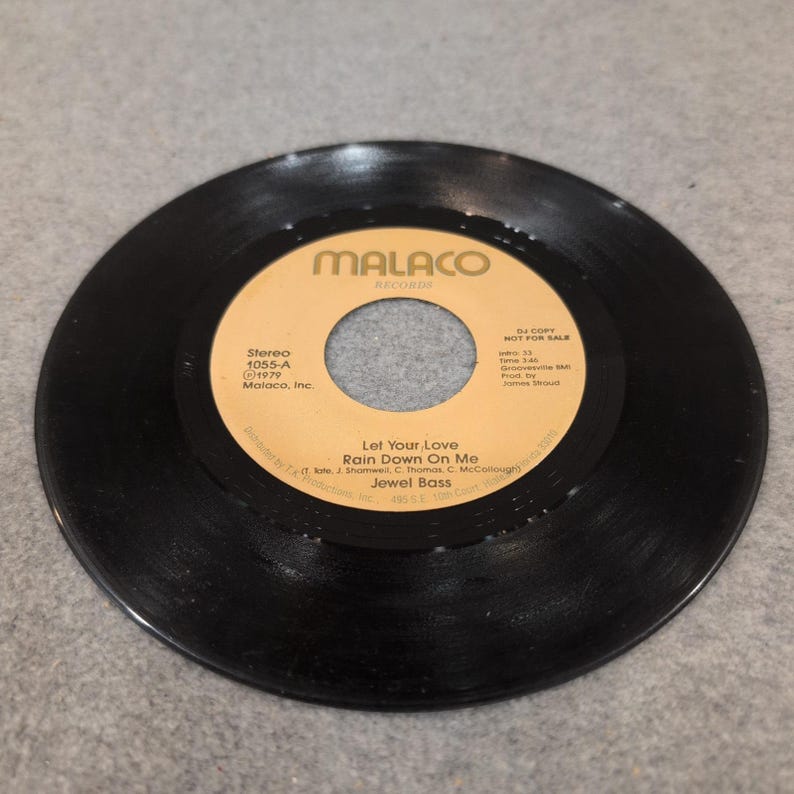Jewel Bass Let Your Love Rain Down On Me 7 "Vinyl 45 Malaco 1055-A DJ Copy 1979 Bild 3