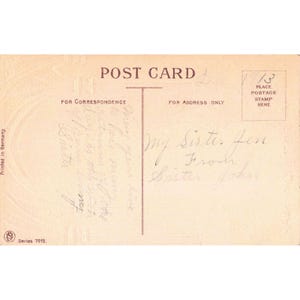 Antieke verjaardagskaart uit 1913 met rode rozen in reliëf, Duitsland, serie 7019 afbeelding 2