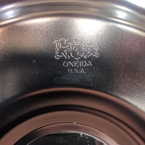 Oneida Silverplate Sherbet Tasse und Unterteller Set Perlenrand USA Vintage Bild 6