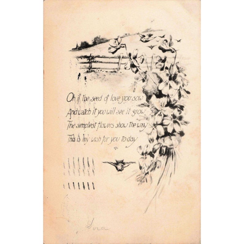 Antike Postkarte mit Blumengedicht von 1911, Poststempel Schlesinger Bros NY Baltimore MD Bild 1