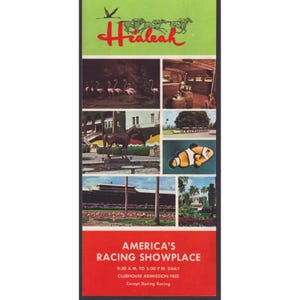 Vintage Hialeah Park Florida Racing Showplace Travel Brochure Map Flamingo VG+ image 1