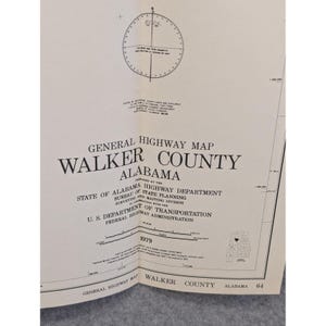 Vintage 1979 Walker County Alabama Highway Map 28" x 18" Jasper Parrish image 2
