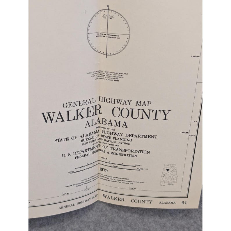Vintage 1979 Walker County Alabama Highway Map 28" x 18" Jasper Parrish image 2