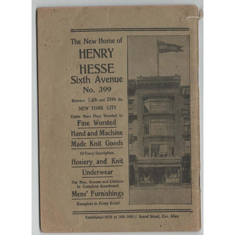 Catálogo de bordados antiguos de Henry Hesse n.º 7, Nueva York, Sexta Avenida. imagen 2