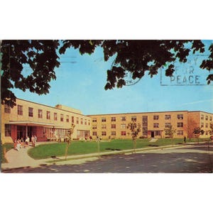 SUNY Oswego NY Chrom Postkarte 1961 Hewitt Hall College Union Bob Wyer gebraucht Bild 1