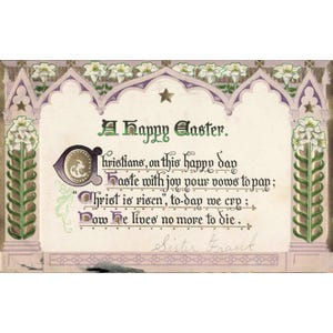 Postal antigua de Pascua de Raphael Tuck & Sons de 1910, serie de lirios en relieve 702 VG- imagen 1