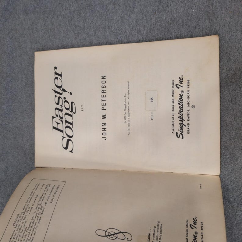 Easter Song! John W Peterson Singspiration Cantata SAB Sheet Music 1969 Vintage image 2