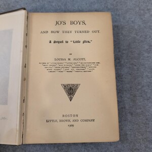 VTG 1886 Jo's Boys and How They Turned Out Louisa M Alcott Book Hardcover 1886 image 5