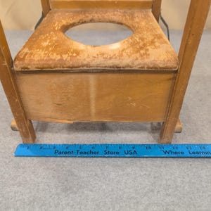 Vintage Wooden Potty Chair Kitten Graphic Mid Century Toddler Training Seat image 8