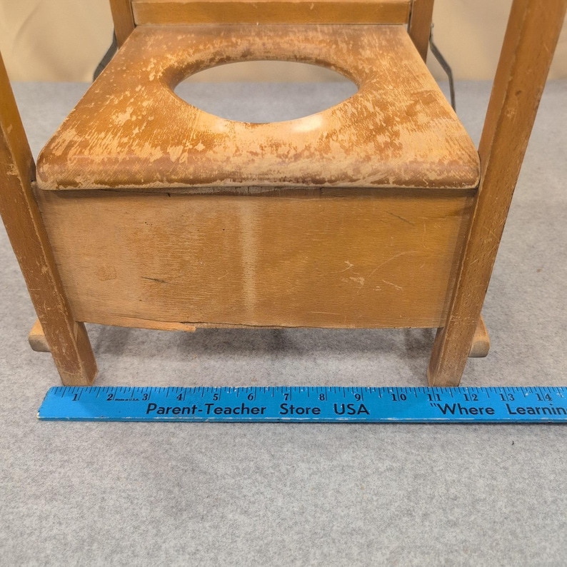 Vintage Wooden Potty Chair Kitten Graphic Mid Century Toddler Training Seat image 8