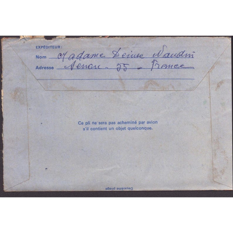 Vintage 1971 French Aerogramme Concorde Stamp Airmail Letter Meuse France to USA image 2