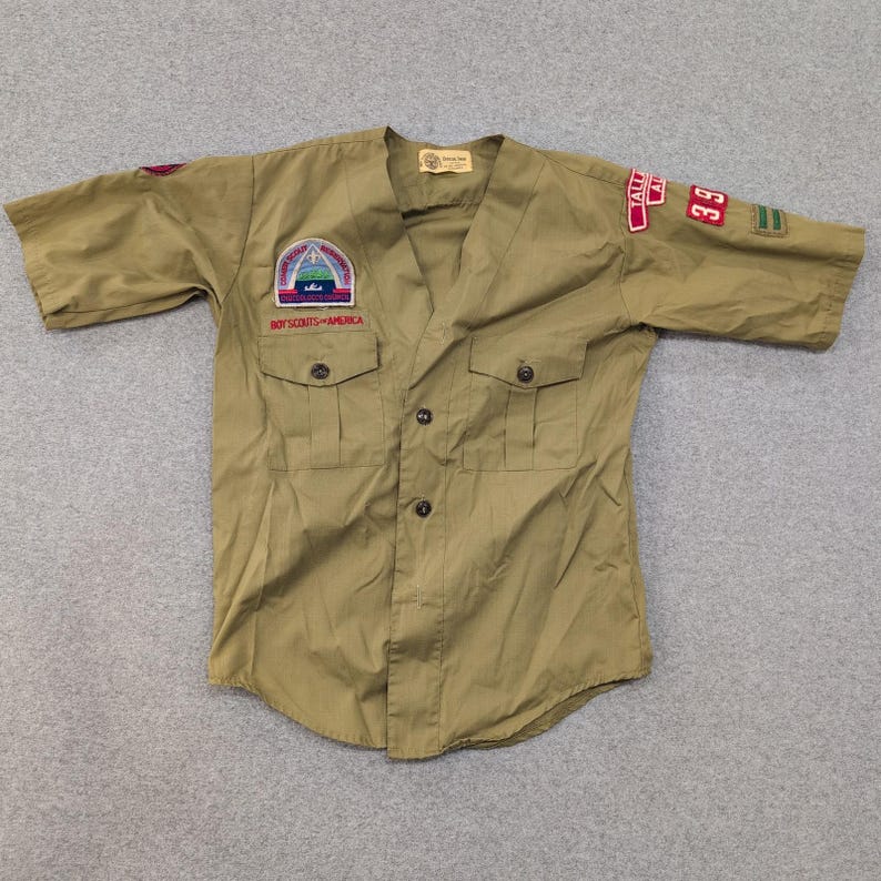 Vintage Boys Scouts of America Uniform Shirt Talladega Ala Choccolocco Council image 1