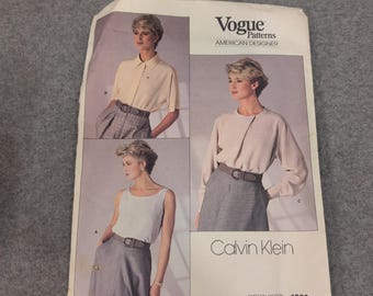 Vogue 1860 Calvin Klein American Designer Misses Top blouse naaipatroon maat 10