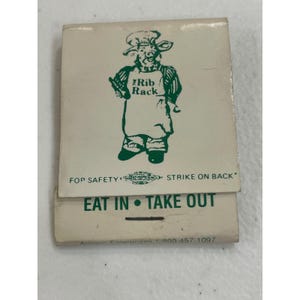 Vintage The Rib Rack Restaurant Matchbook Alexandria VA Collectible Pig image 1