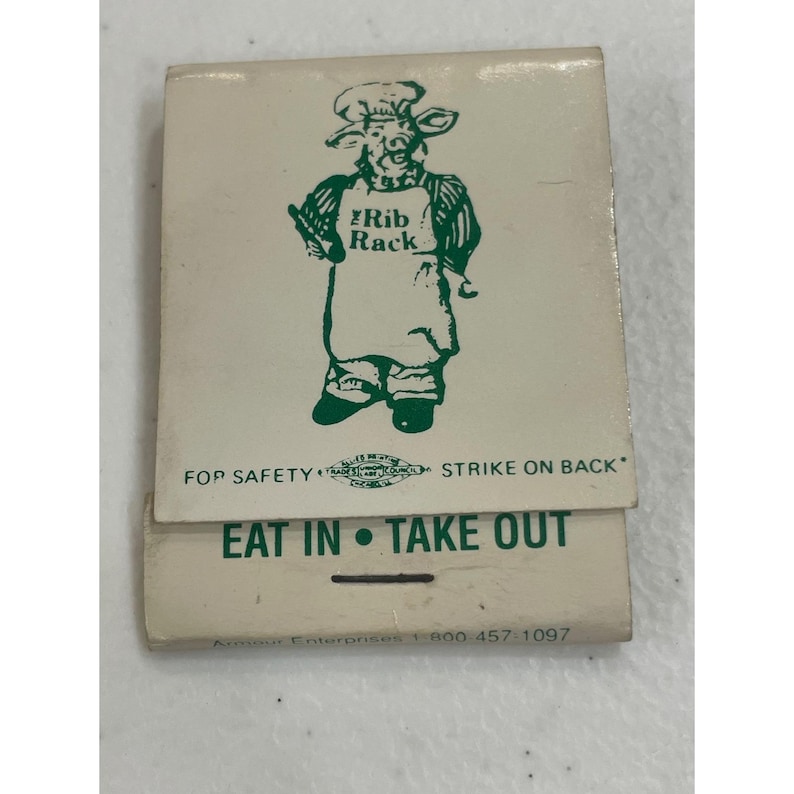 Vintage The Rib Rack Restaurant Matchbook Alexandria VA Collectible Pig image 1