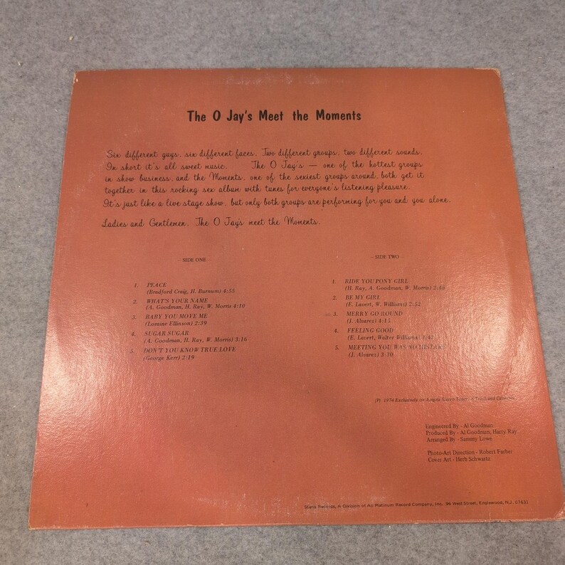 The O'Jays Meet The Moments LP Stang ST-1024 DJ Copy Promo White Label 1974 image 2