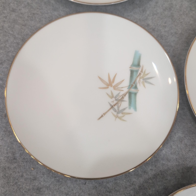 Noritake Oriental 6341 Bamboo Salad Plates and Saucers Set of 8 Japan Fine China image 2