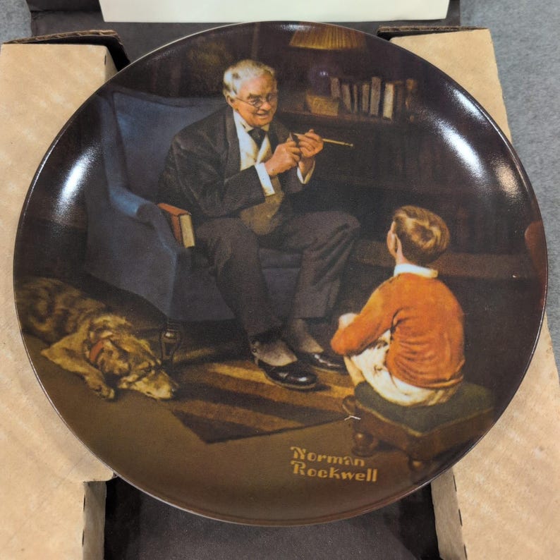 Norman Rockwell The Tycoon Collector Plate Edwin M Knowles Heritage Series 1982 image 1