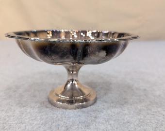 Vintage Silver Plated Scalloped Pedestal Candy Dish Made in USA Fluted Bowl