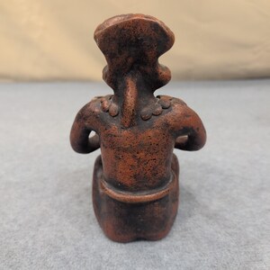 Vintage Terracotta Figurine Seated Person Holding Basket Tribal Art Decor image 3