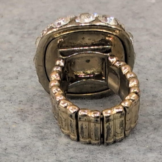 Vtg Sparkly Statement Ring Green Gemstone Rhinest… - image 4