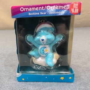 2005 Care Bears Bedtime Bear Ornament Les Calinours Blue Moon Star NOS image 1