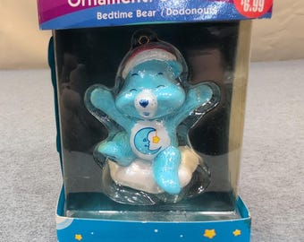 2005 Care Bears Bedtime Bear Ornament Les Calinours Blue Moon Star NOS