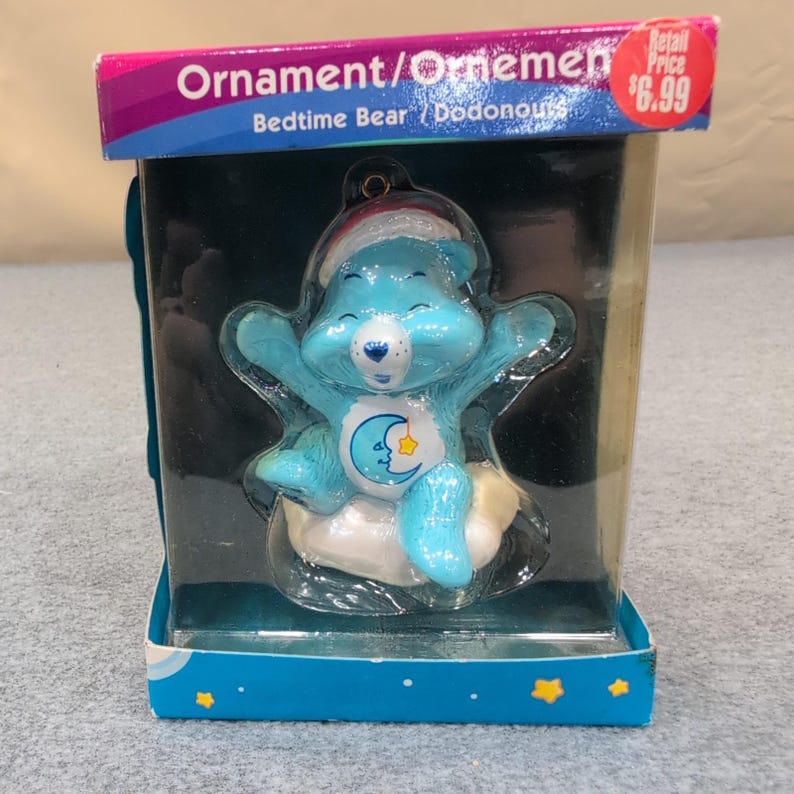 2005 Care Bears Bedtime Bear Ornament Les Calinours Blue Moon Star NOS image 1