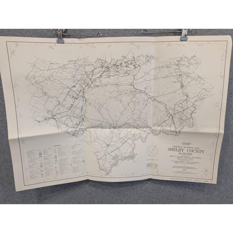 Vintage 1983 General Highway Map Shelby County Alabama Road Travel 25" x 18" image 1