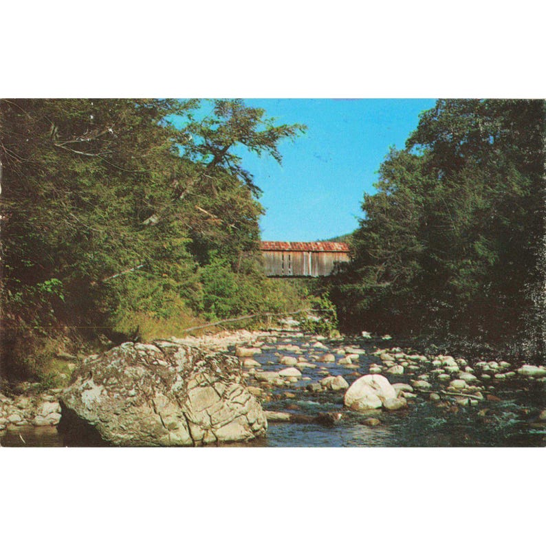 Vintage Brown Covered Bridge Clarendon Vermont Postcard Cold River Frank Forward image 1