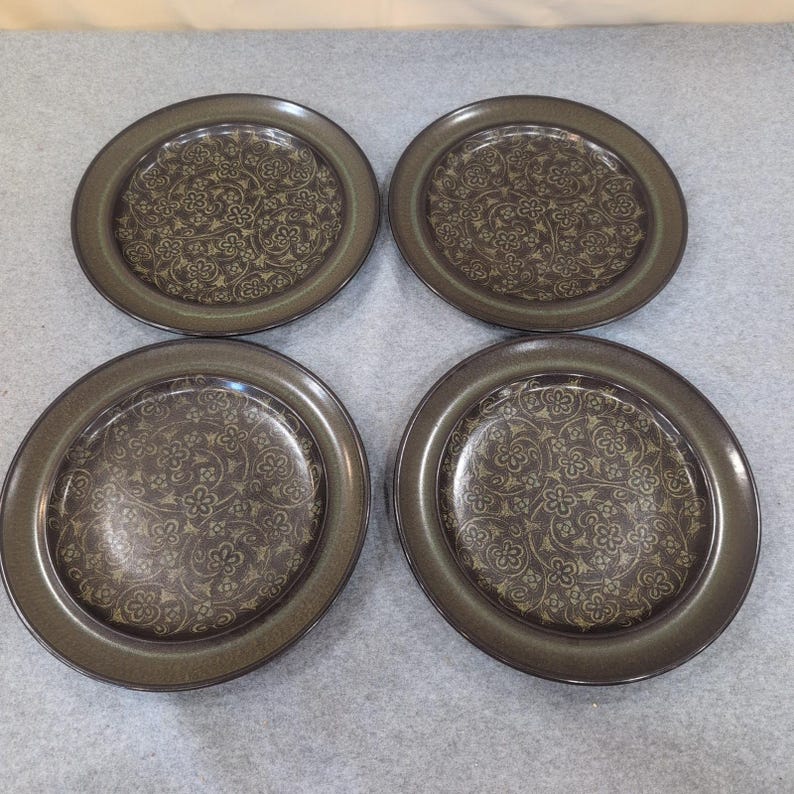 Franciscan Madeira Plates Set of 12 Dinner Salad Bread Butter Olive Green Brown image 8