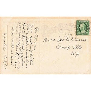 Karta pocztowa z okazji Święta Dziękczynienia z 1912 r., wytłoczony znaczek Franklin o nominale 1 centa, stempel pocztowy NJ zdjęcie 2
