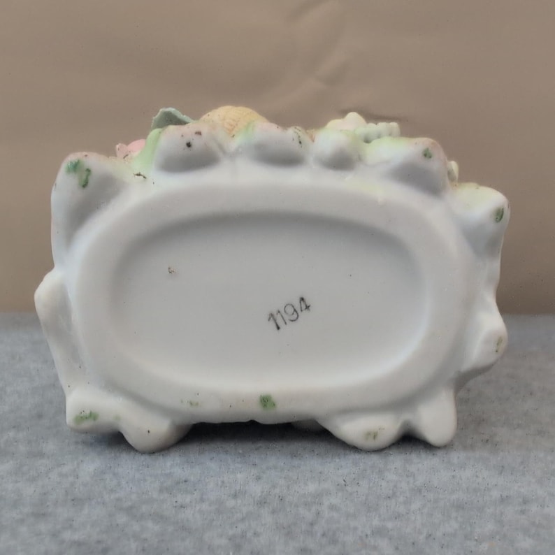 Vintage Boy Sitting on Tree Stump Figurine Planter Vase Porcelain Floral Japan image 6