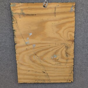 Pintura de rana verde firmada por Mose T. Madera recuperada. 35,5 x 26,7 cm. Moses Tolliver. MoseT. imagen 4