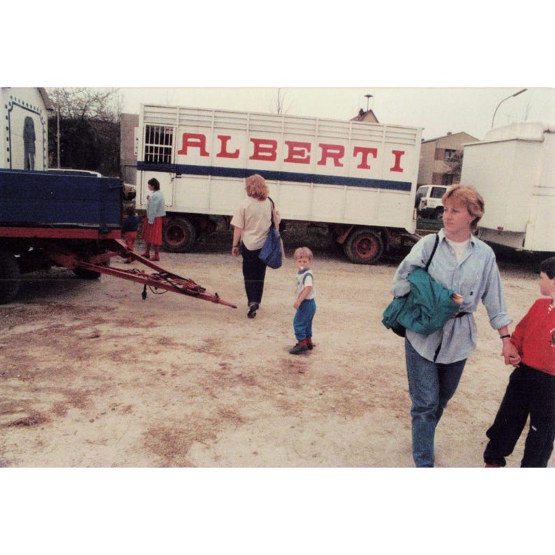 Found Photo Circus Alberti Transport Trailer Candid Fairground Snapshot 80s 90s image 1