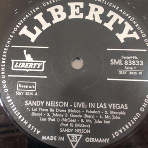 Sandy Nelson Live! In Las Vegas Vinyl LP Liberty SML 83833 German Pressing VG image 4
