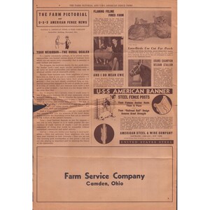 1938 The Farm Pictorial USS American Fence News Newspaper Livestock Show 11x16 image 2