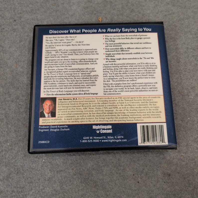 Joe Navarro The Power of Body Language Audio CD Nightingale Conant 25880CD image 3