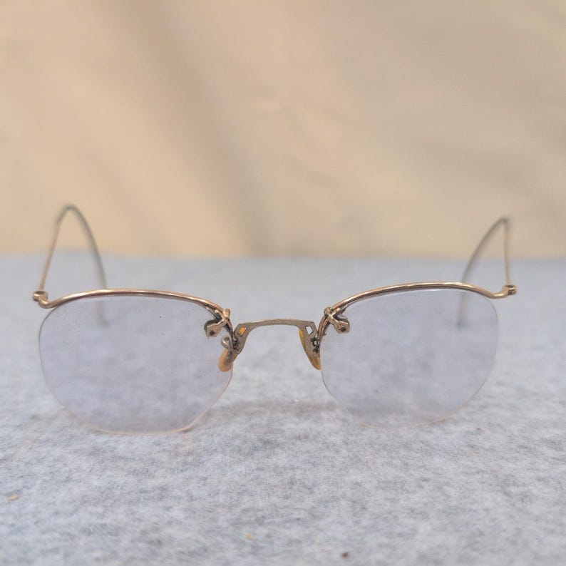 Vintage Rimless Engraved Gold Tone Eyeglass Frames Cable Temples Retro Smalls 1 image 1