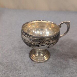 Vintage Silber Ton Sockel Tassen 3er-Set Made in India verzierten Blättern Griff Bild 2