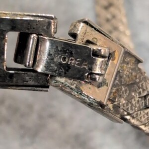 Vintage Silver Tone Textured Herringbone Flat Chain Necklace Korea J4 image 6