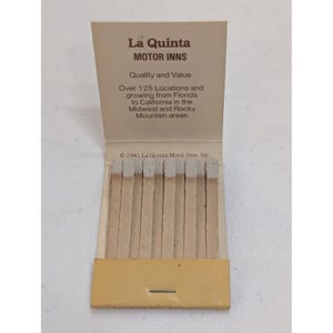La Quinta Motor Inns Matchbook Vintage Hotel Advertising Collectible 1980 image 3