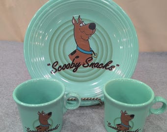 Juego de plato y tazas Fiesta Scooby-Doo color verde espuma de mar, 1998, Warner Bros Studio