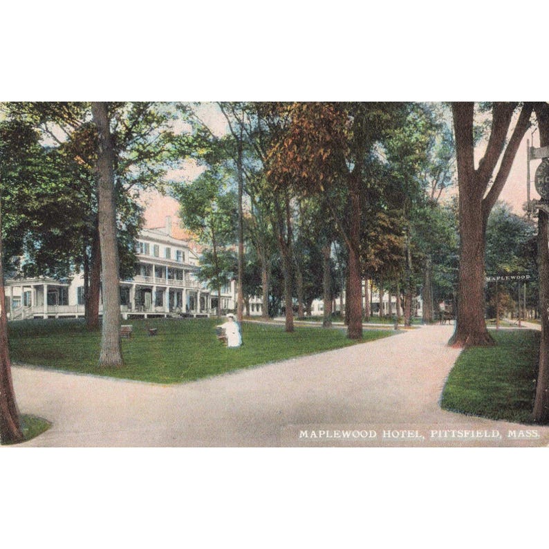 Vintage Maplewood Hotel Pittsfield Mass Postcard CT Photochrom Chas W Hughes VG image 1
