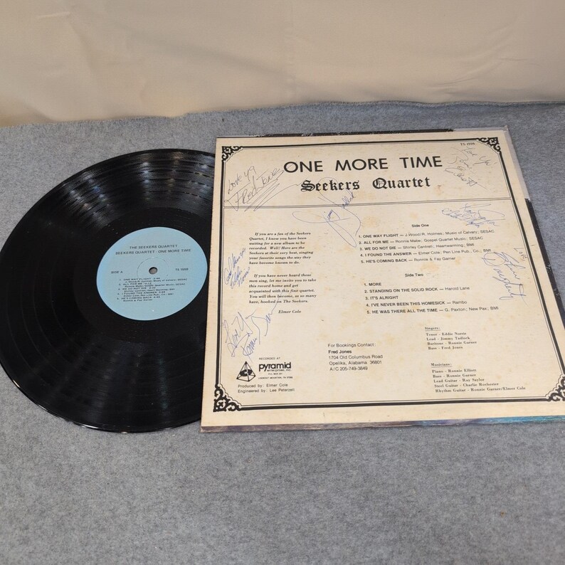 Seekers Quartet One More Time Vinyl LP Autographed Southern Gospel TS 1559 image 2