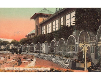Vintage Buenos Aires Argentina Jardin del Pabellon Las Rosas Postcard VG+
