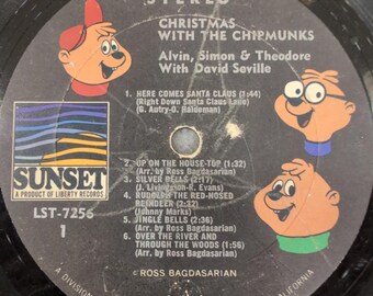 Christmas With The Chipmunks Vinyl LP Sunset LST-7256 Alvin Simon Theodore